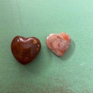 2 Crystal hearts (jasper and sunstone)